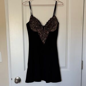 Black Lace Detail Mini Dress